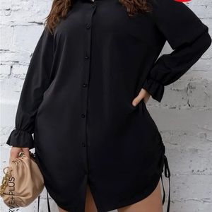 Shein Black Drawstring Shirt Dress 3X (Size 18).
